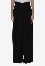 Max Mara Lino Wide-Leg Pleated Pants Black 2421136041-600-004