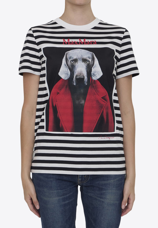 Max Mara Rosso Dog Print Striped T-shirt Multicolor 2421946081-600-003