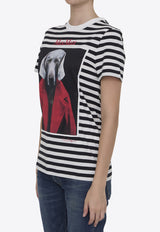 Max Mara Rosso Dog Print Striped T-shirt Multicolor 2421946081-600-003