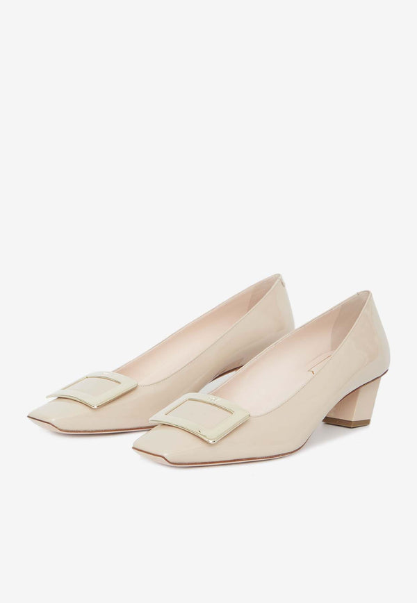 Roger Vivier Belle Vivier 45 Pumps in Patent Leather Beige RVW00600920D1--PC211