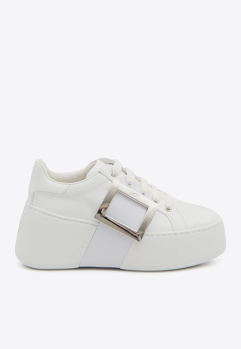 Roger Vivier Viv' Skate Leather Low-Top Sneakers White RVW73726150-LXQ-B001