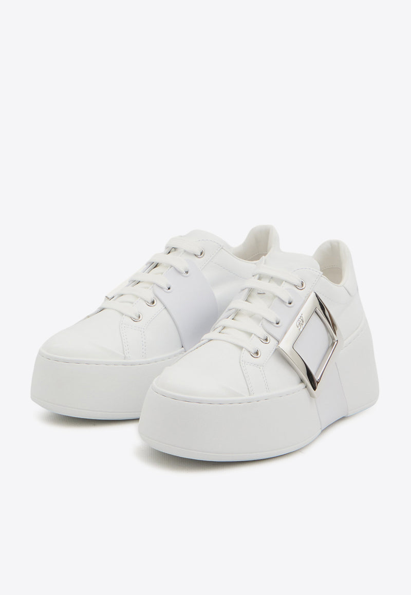 Roger Vivier Viv' Skate Leather Low-Top Sneakers White RVW73726150-LXQ-B001