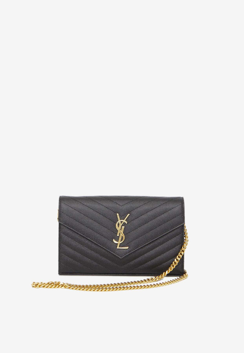 Saint Laurent Classic Cassandre Chain Clutch Black 377828-BOW01-1000