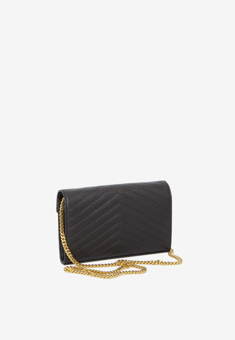 Saint Laurent Classic Cassandre Chain Clutch Black 377828-BOW01-1000