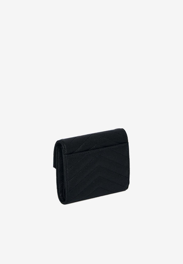 Saint Laurent Cassandre Quilted Tri-Fold Wallet Black 403943-BOW01-1000