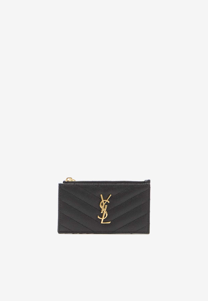 Saint Laurent Cassandre Fragments Zip Cardholder Black 607915-BOW01-1000