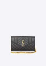 Saint Laurent Cassandre Quilted Leather Chain Clutch Black 620280-BOW91-1000