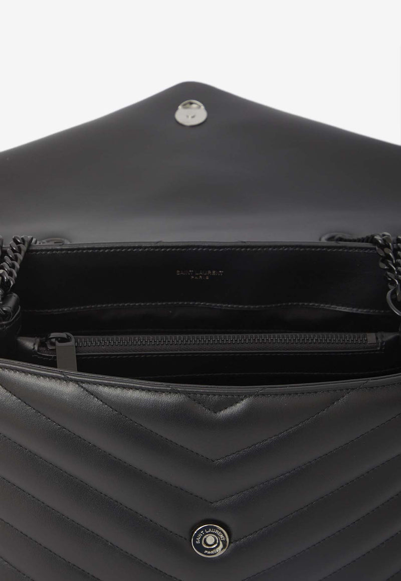 Saint Laurent Medium Loulou Quilted Leather Shoulder Bag Black 574946-DV728-1000