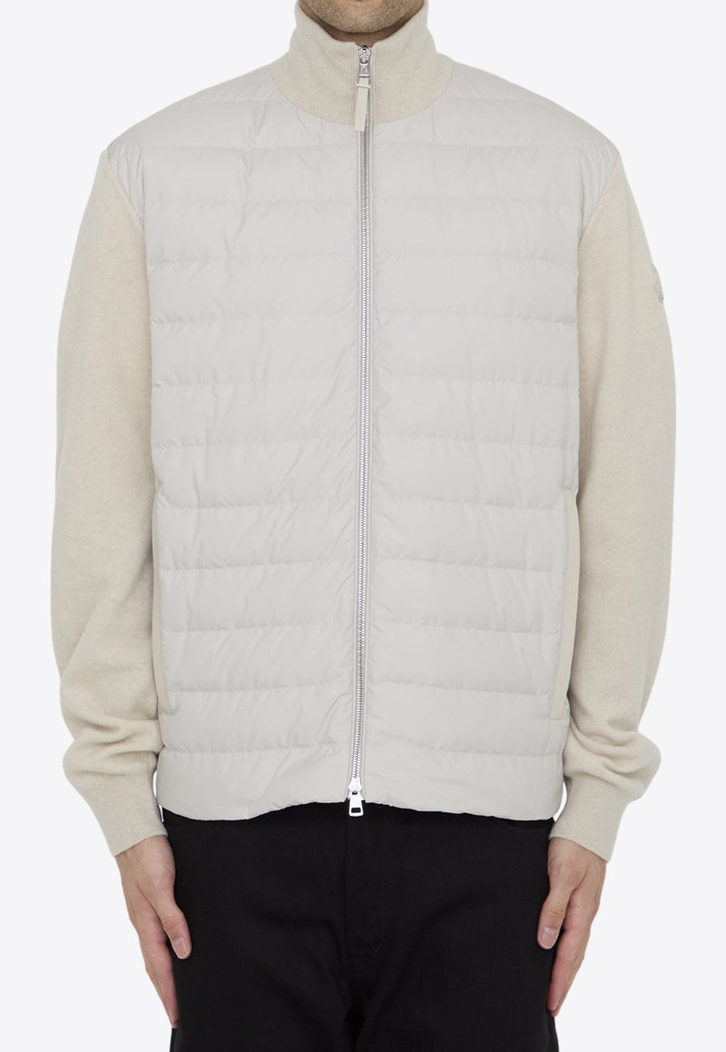 Moncler Logo Patch Padded Zip-Up Cardigan White 9B00004-M4281-215