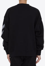 Off-White Pixel Diag Crewneck Sweatshirt Black OMBA054F24-FLE003-1001