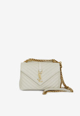 Saint Laurent Medium College Quilted Leather Crossbody Bag Cream 600279-BRM07-9207