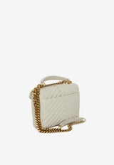 Saint Laurent Medium College Quilted Leather Crossbody Bag Cream 600279-BRM07-9207