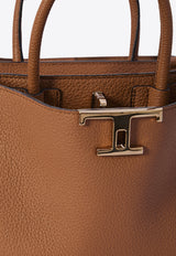 Tod's Small T Timeless Top Handle Bag in Grained Leather Brown XBWTSQF0200-XWZ-S410