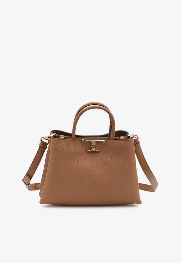 Tod's Small T Timeless Top Handle Bag in Grained Leather Brown XBWTSQF0200-XWZ-S410