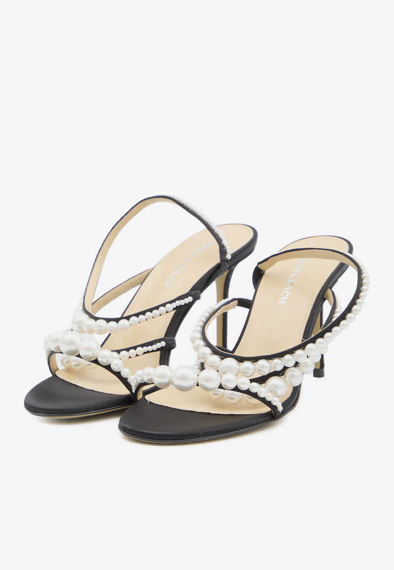 Mach & Mach Sirene 85 Pearl Embellished Sandals Black PF24-S0794-85-CRP-B02