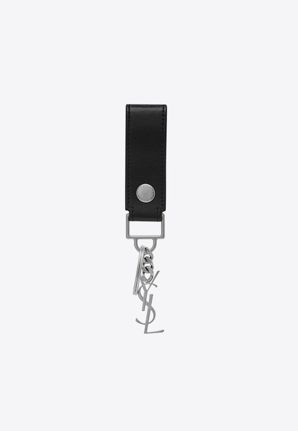 Saint Laurent Cassandre Calf Leather Keyring Black 518323-0SX0E-1000