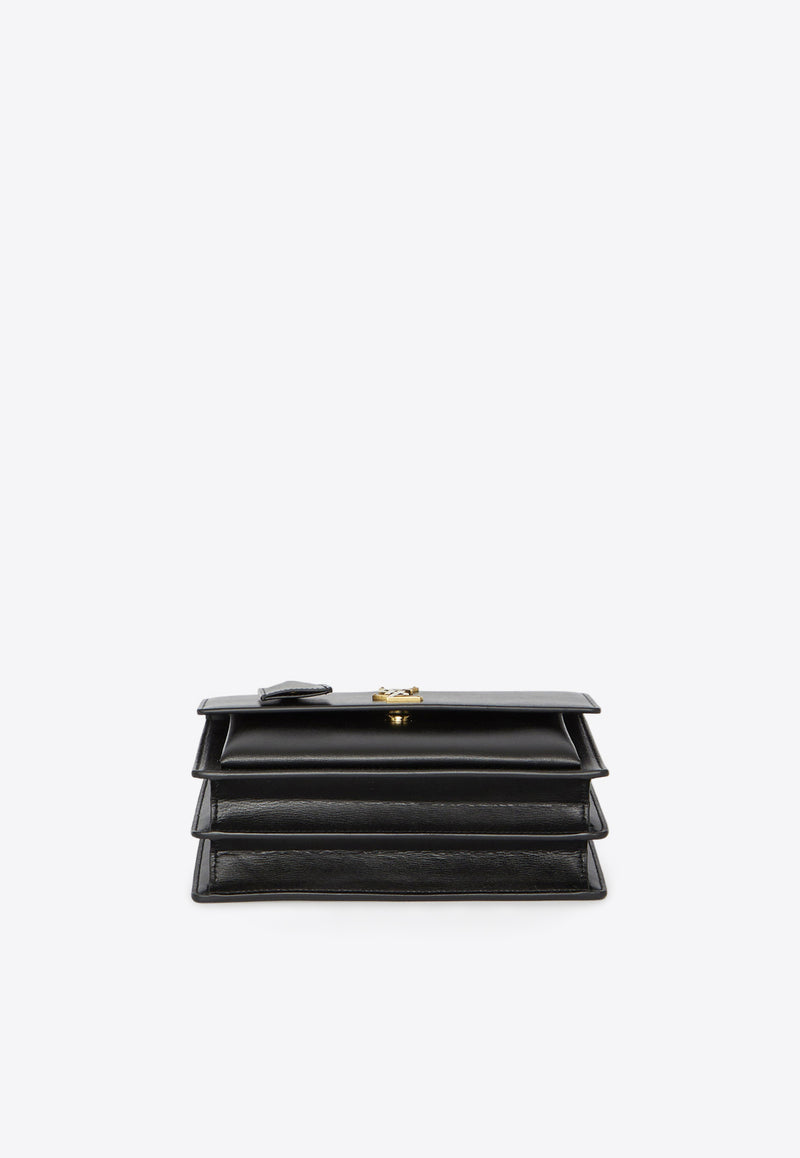 Saint Laurent Medium Sunset Calf Leather Shoulder Bag Black 442906-D420W-1000
