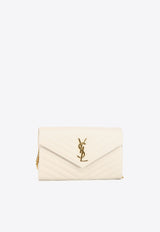 Saint Laurent Classic Cassandre Quilted Leather Clutch Cream 377828-BOW01-9207