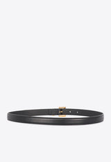 Saint Laurent Cassandre Box Leather Belt Black 554465-BOO0W-1000