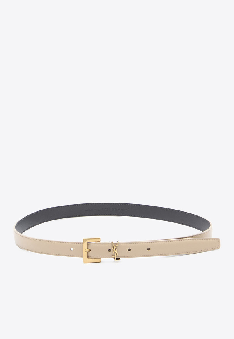 Saint Laurent Cassandre Smooth Leather Belt Beige 554465-BOO0W-2721