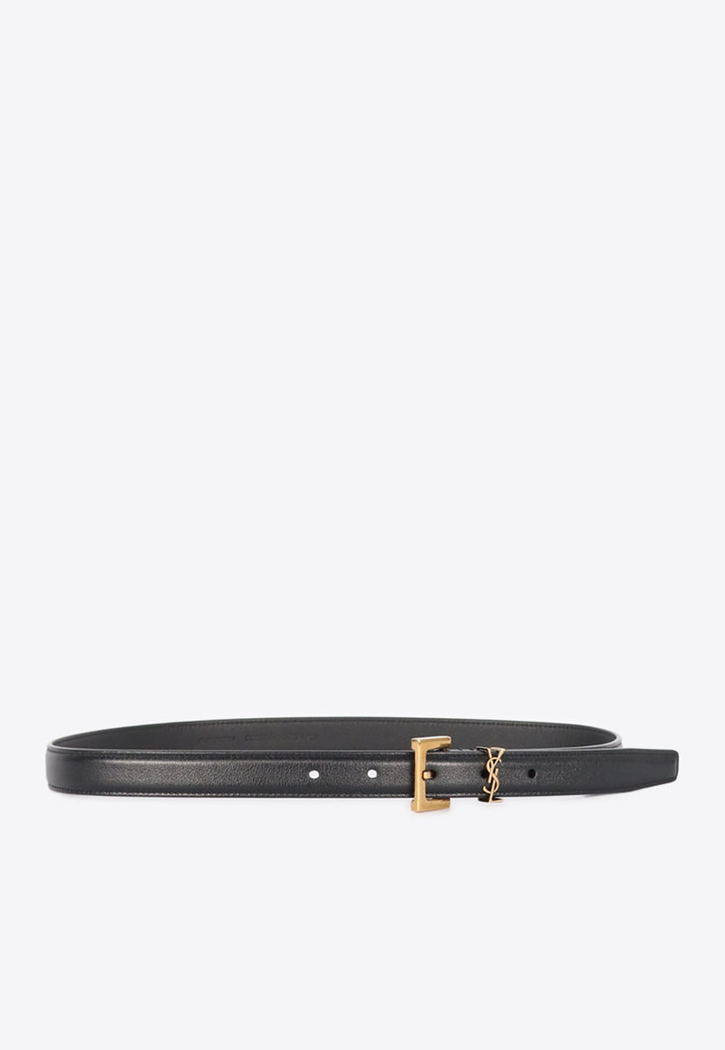 Saint Laurent Cassandre Box Leather Belt Black 554465-BOO0W-1000