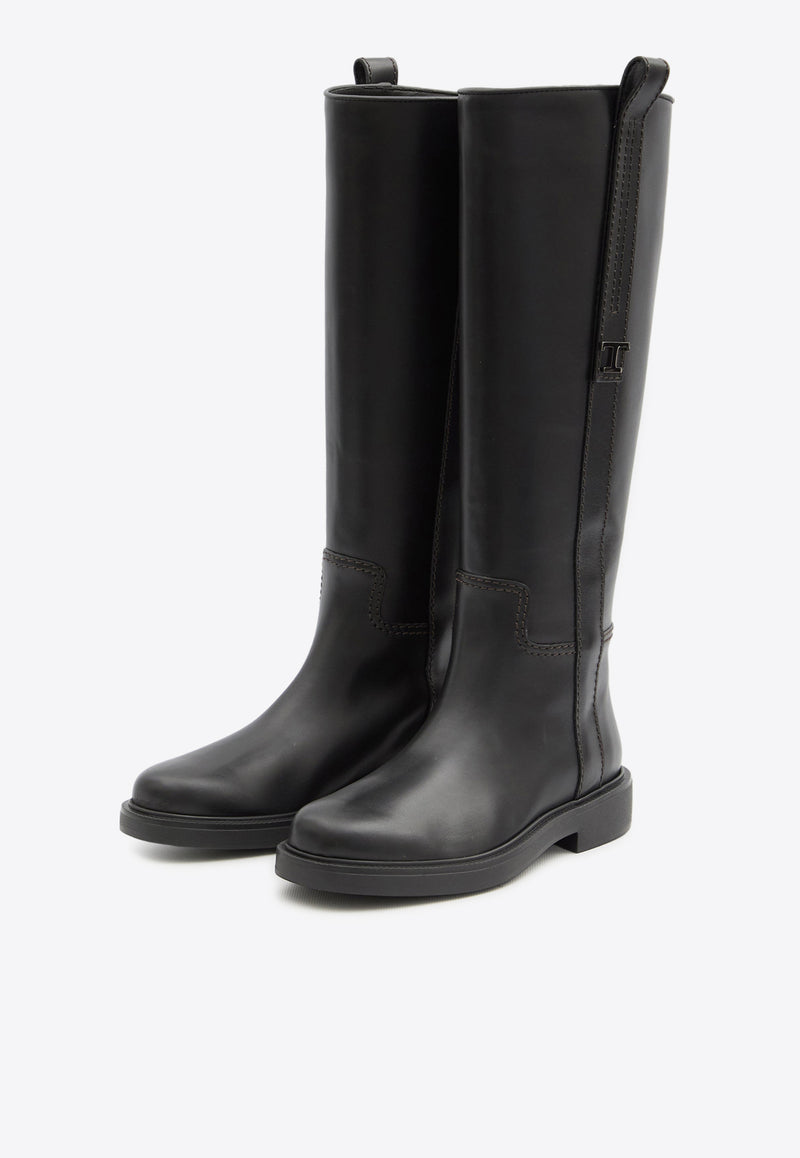 Tod's T Timeless Leather Knee-High Boots Black XXW20L0IM30-T0N-B999