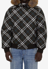 Burberry Check Pattern Zip-Up Hooded Jacket Brown 8091594--C1213