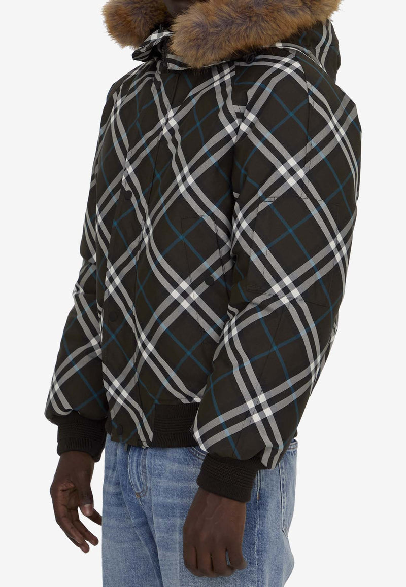 Burberry Check Pattern Zip-Up Hooded Jacket Brown 8091594--C1213