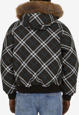 Burberry Check Pattern Zip-Up Hooded Jacket Brown 8091594--C1213