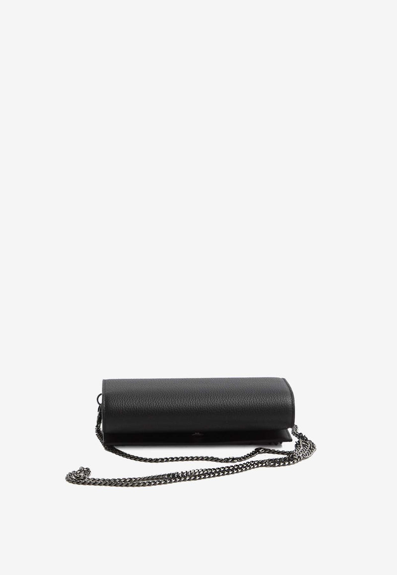 Christian Louboutin Paloma Grained Leather Chain Clutch Black 3235019-CM53-BLACK