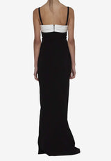 Balmain Two-Tone Crepe Gown Black DF1RN180-VB00-0PA