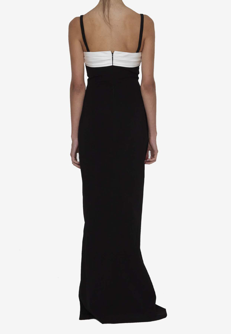 Balmain Two-Tone Crepe Gown Black DF1RN180-VB00-0PA