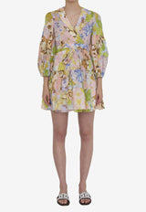Zimmermann Floral Print V-neck Mini Dress Multicolor 4384DSS244--PTFO