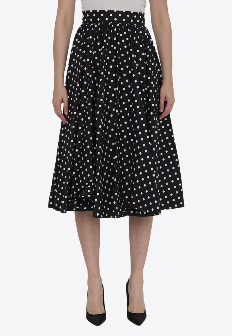 Dolce & Gabbana Polka-Dot Print A-line Midi Skirt Black F4CWBT-HS5R7-HNZQW