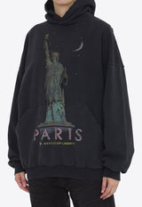 Balenciaga Paris Liberty Distressed Hooded Sweatshirt Black 739024-TQVS1-1083