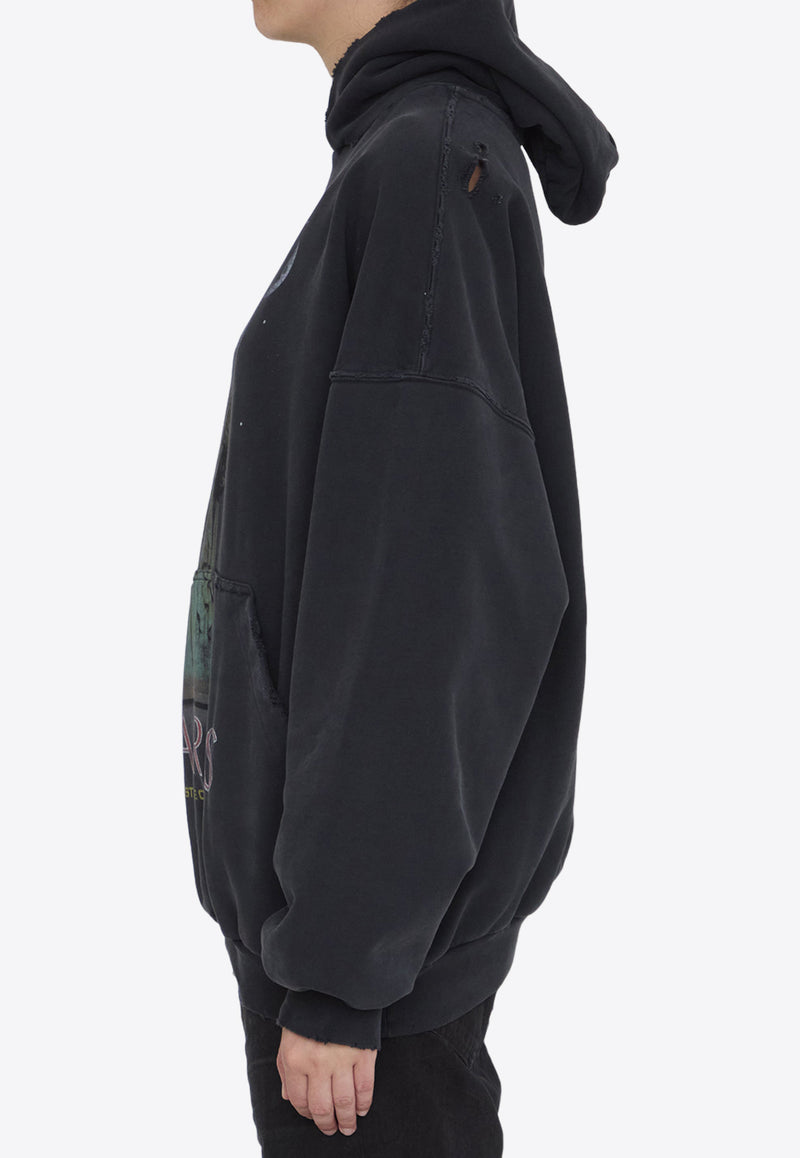 Balenciaga Paris Liberty Distressed Hooded Sweatshirt Black 739024-TQVS1-1083