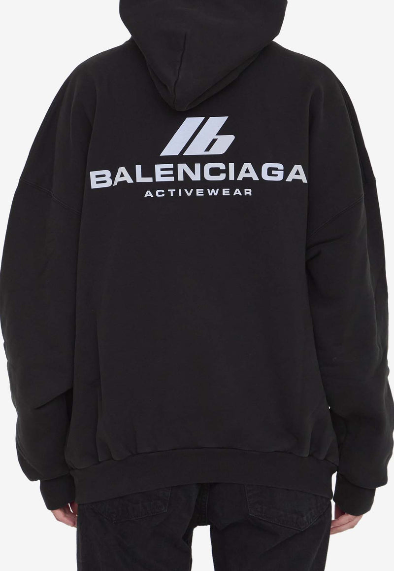 Balenciaga Activewear Logo Oversized Hooded Sweatshirt Black 739024-TQVT8-1083