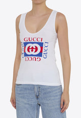 Gucci Logo Print Ribbed Tank Top White 790344-XJGL4-9474