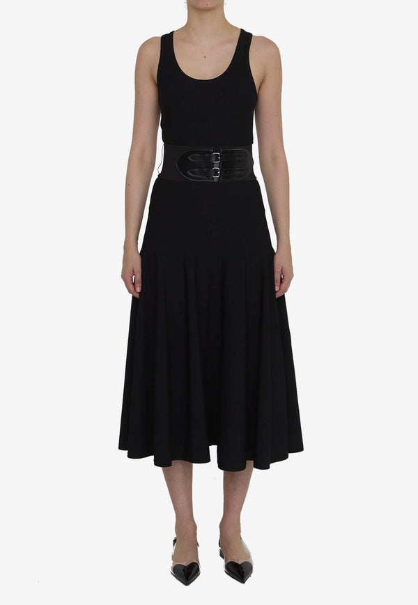 Alaïa Belted Midi Sleeveless Dress Black AA9R24866M881--995