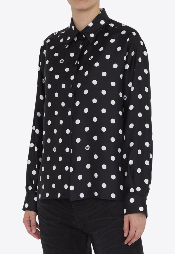 Dolce & Gabbana Polka-Dot Print Silk Shirt Black F5S31T-IS1VI-HNZRW
