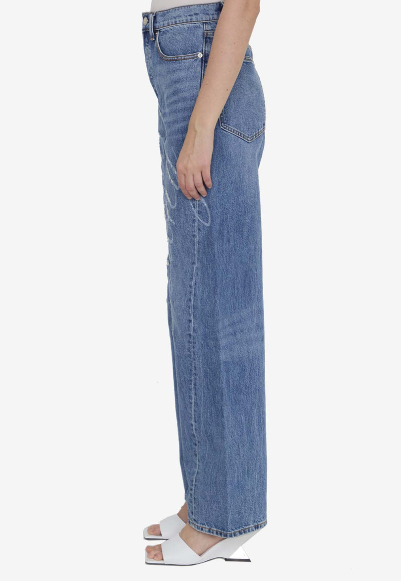 Alexander Wang Laser Logo Wide-Leg Jeans Blue 4DC3244412--473