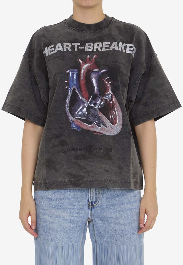 Alexander Wang Heartbreaker Print Washed T-shirt Gray UCC3241704--023A