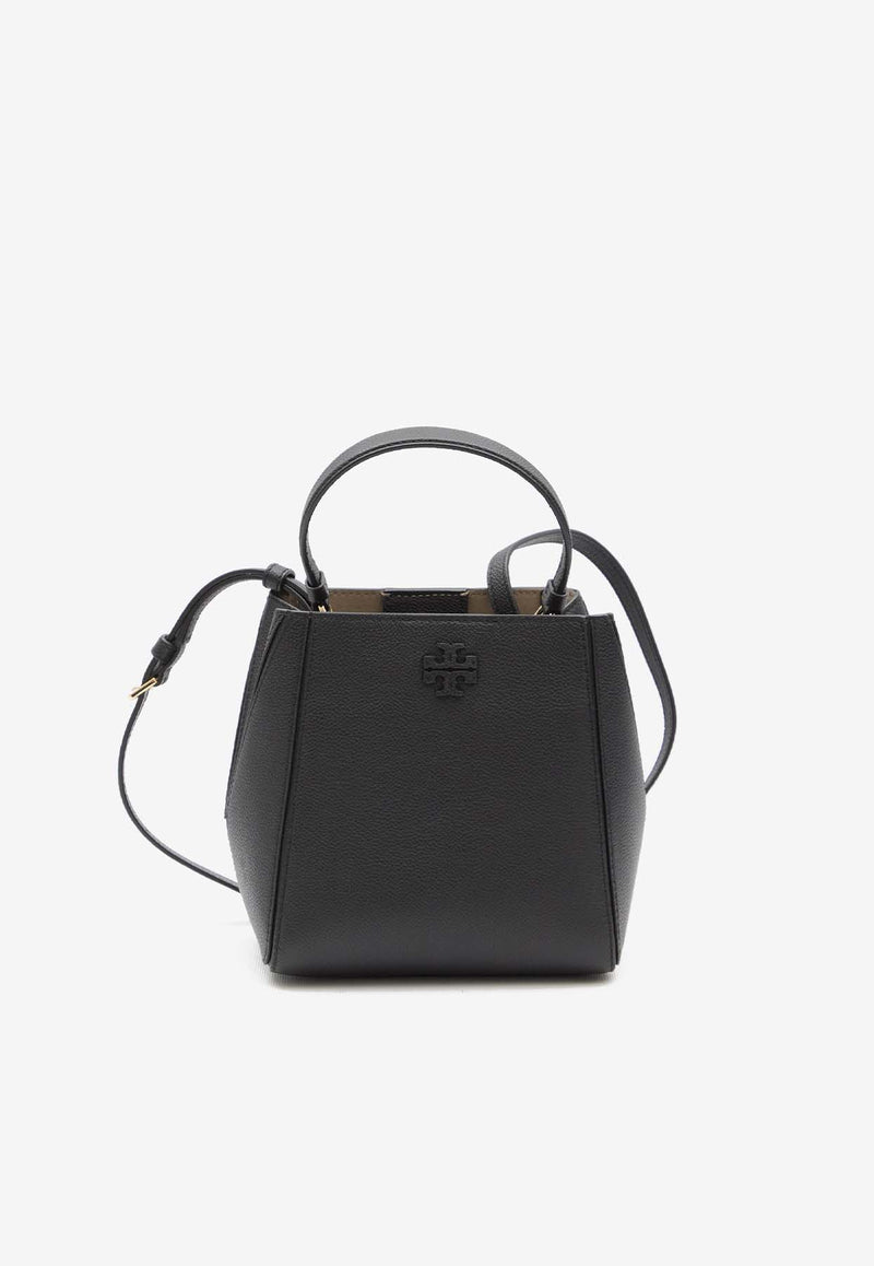 Tory Burch Small McGraw Grained Leather Bucket Bag Black 158500--001