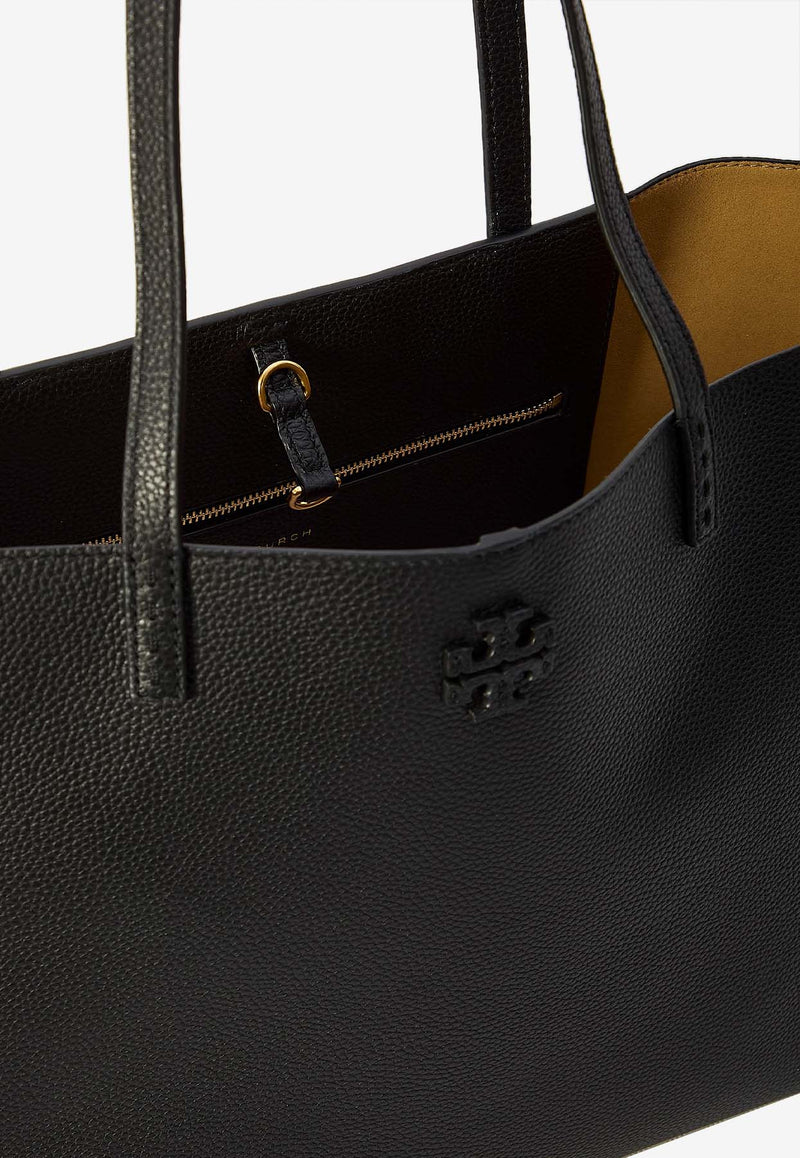 Tory Burch Large McGraw Grained Leather Tote Bag Black 152221--001