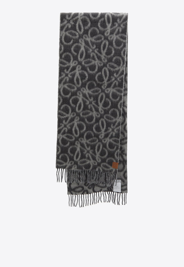 Loewe Anagram Pattern Alpaca-Blend Scarf Gray F811257X23--1114