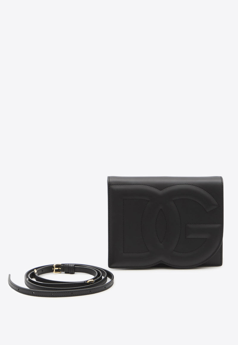Dolce & Gabbana DG Logo Leather Crossbody Bag Black BB7287-AW576-80999