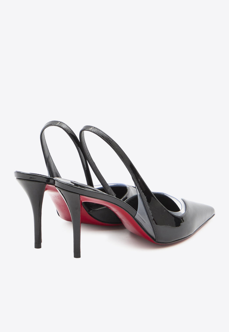 Christian Louboutin Posticha 80 Patent-Leather Slingback Pumps Black 3240222-B439-BLACK