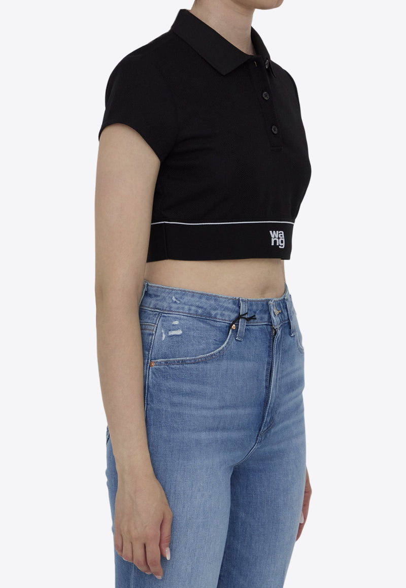 Alexander Wang Logo Cropped Polo T-shirt 4CC3241497--001 Black