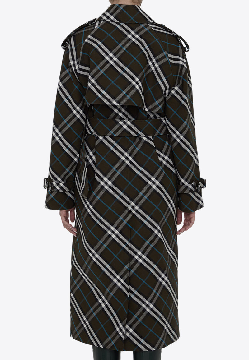 Burberry Checked Long Trench Coat 8095300--C1213 Black