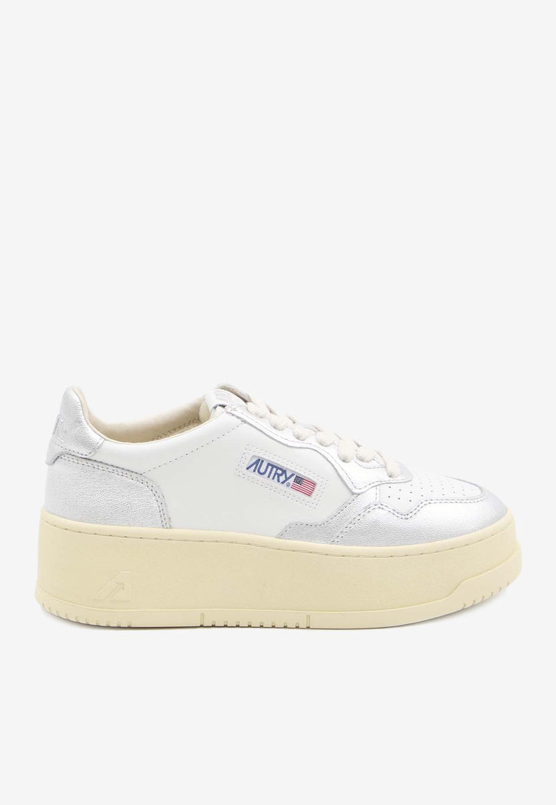 Autry Medalist Leather Platform Sneakers White PTLW-WB-18